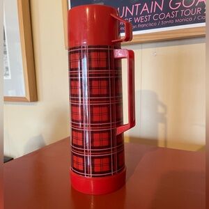 Vintage Aladdin Pint Thermos No. 223 - Red Plaid MCM Style